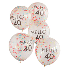 Bright Pastel Hello 40 Balloons, Pink Gold, 12-inch, 5-ct - Pack of 2