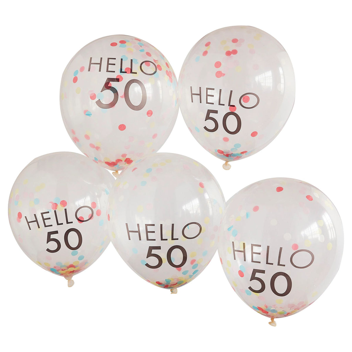 Hello 50 Milestone Balloons, Pink Gold, 12-inch, 5-ct - Case of 60