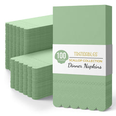 3 Ply Pistachio Green Scalloped Dinner Napkins | 100 Count