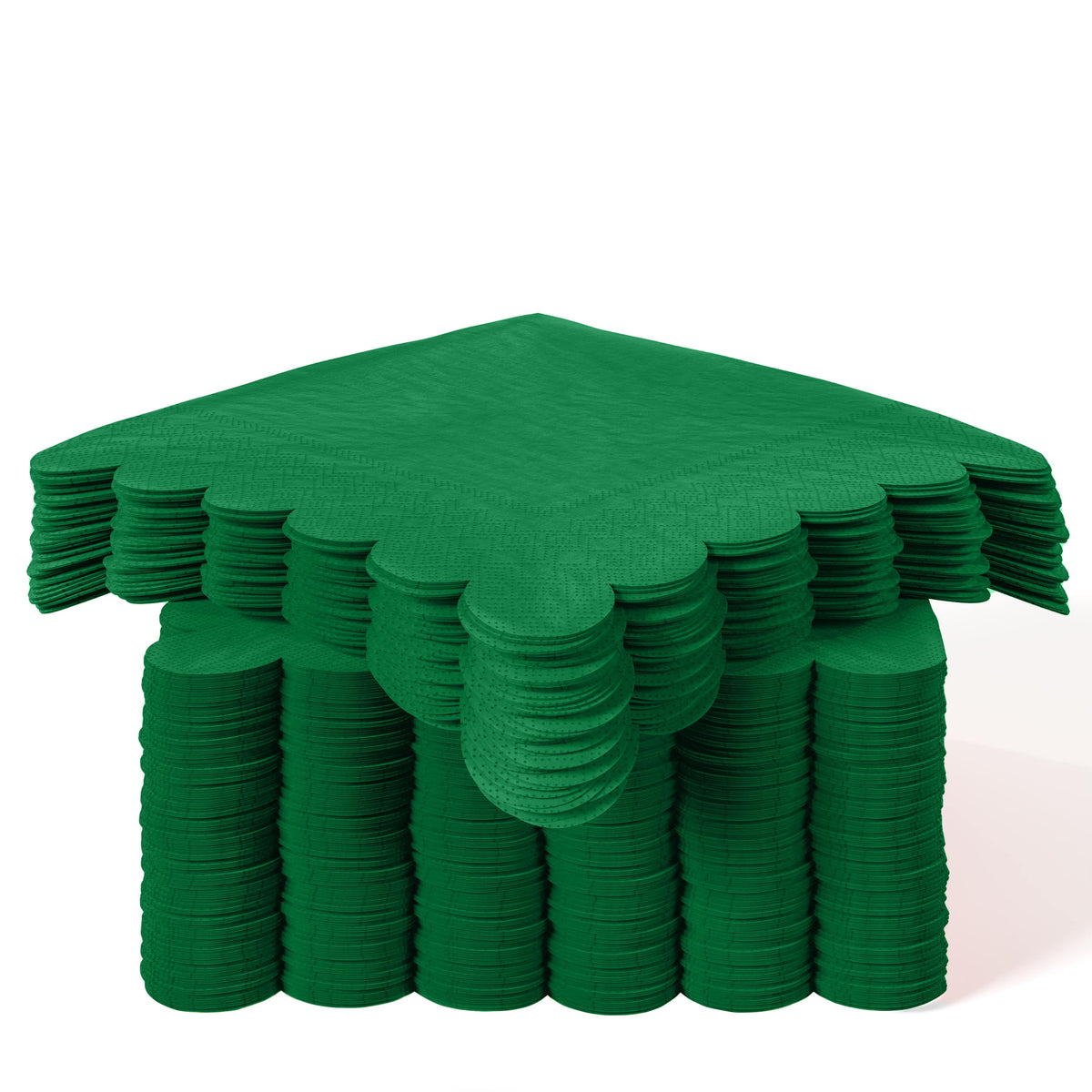 Emerald Green Scallop Beverage Napkins | 100 Count