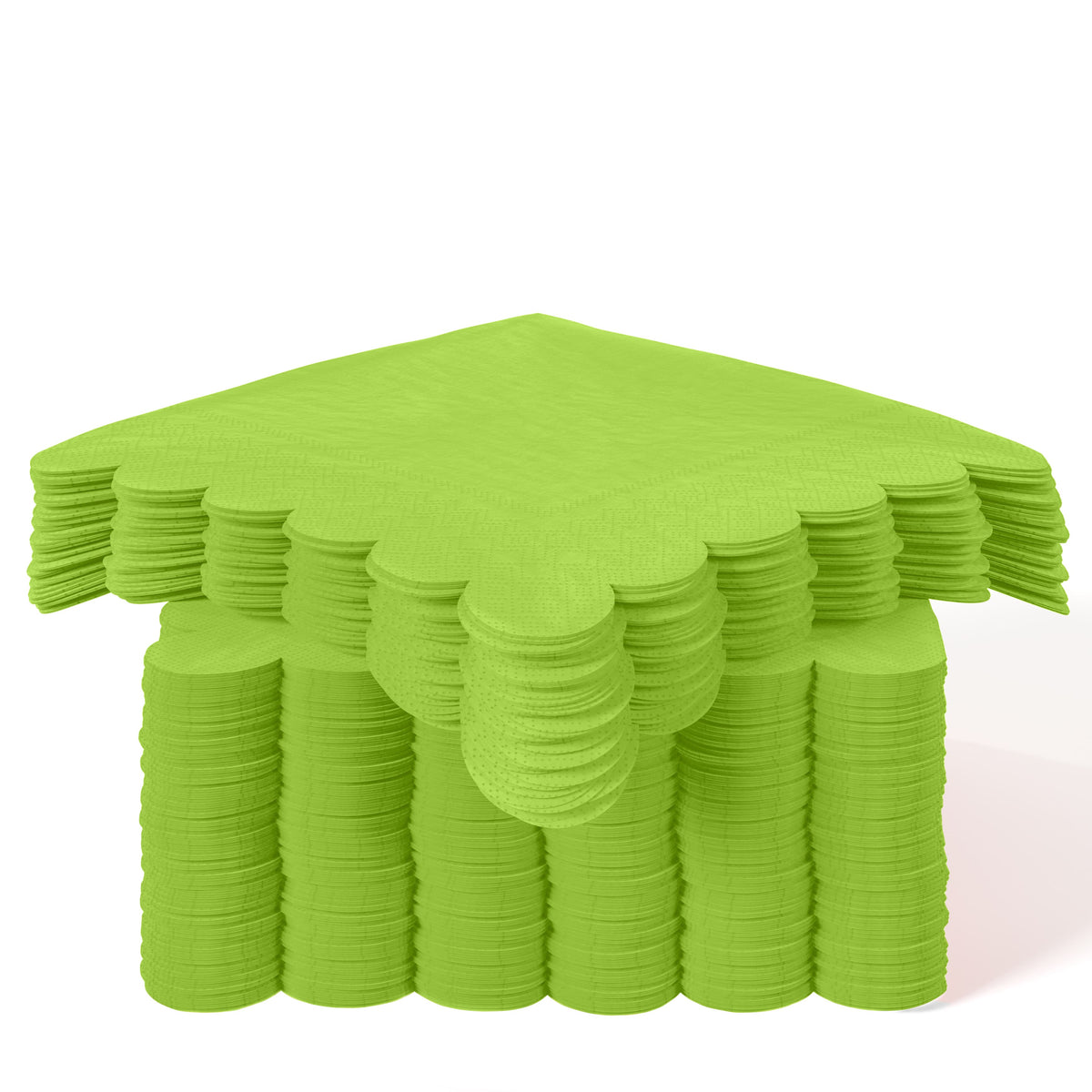 Lime Green Scallop Beverage Napkins | 100 Count