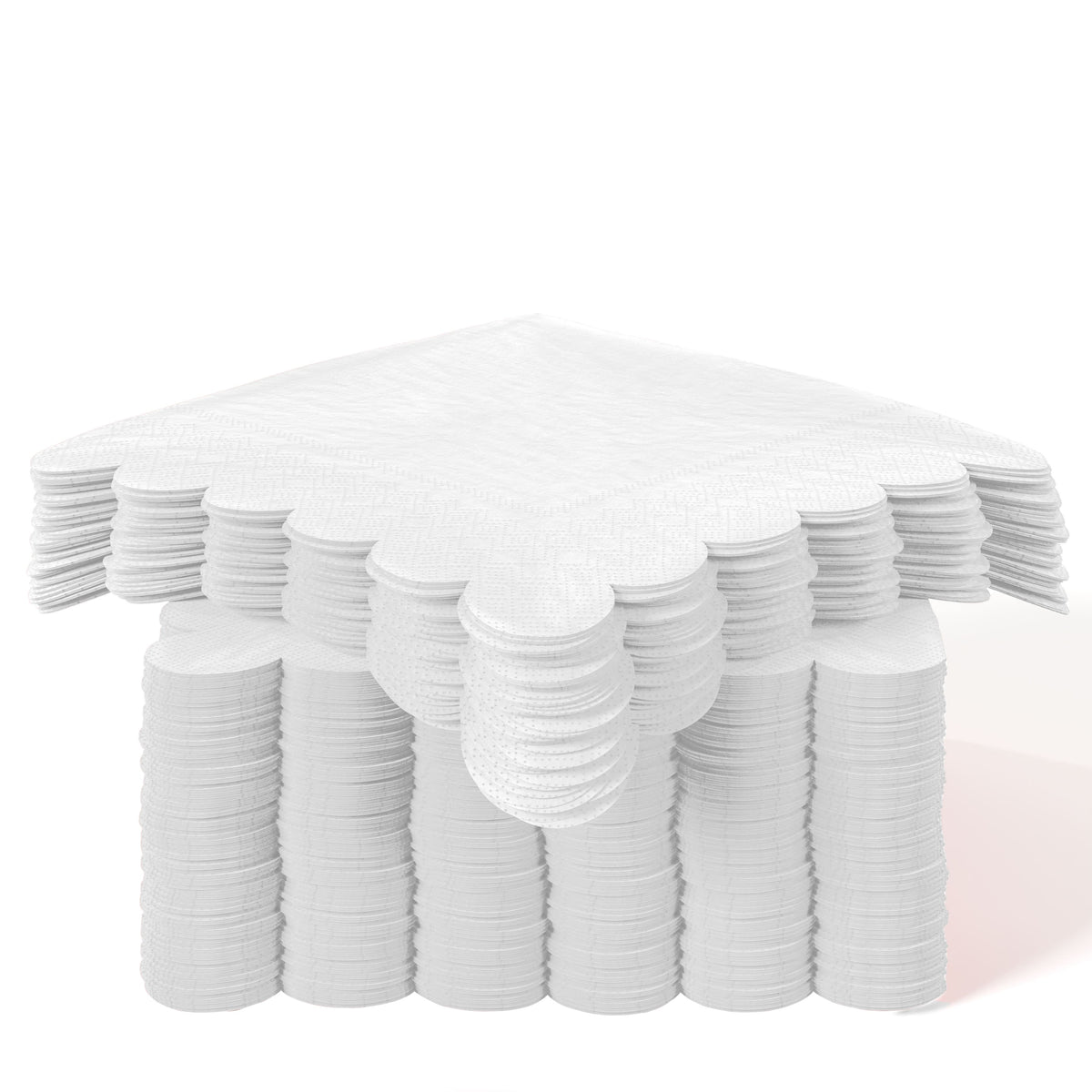 White Scallop Beverage Napkins | 100 Count