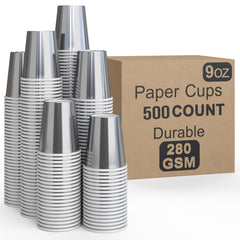 9 Oz. Metallic Silver Paper Cups | 500 Count