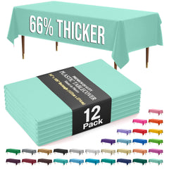 Premium Mint Plastic Table Covers | 12 Pack
