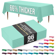 Premium Mint Plastic Table Covers | 96 Count