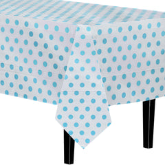 Light Blue Polka Dot Table Cover | 12 Pack