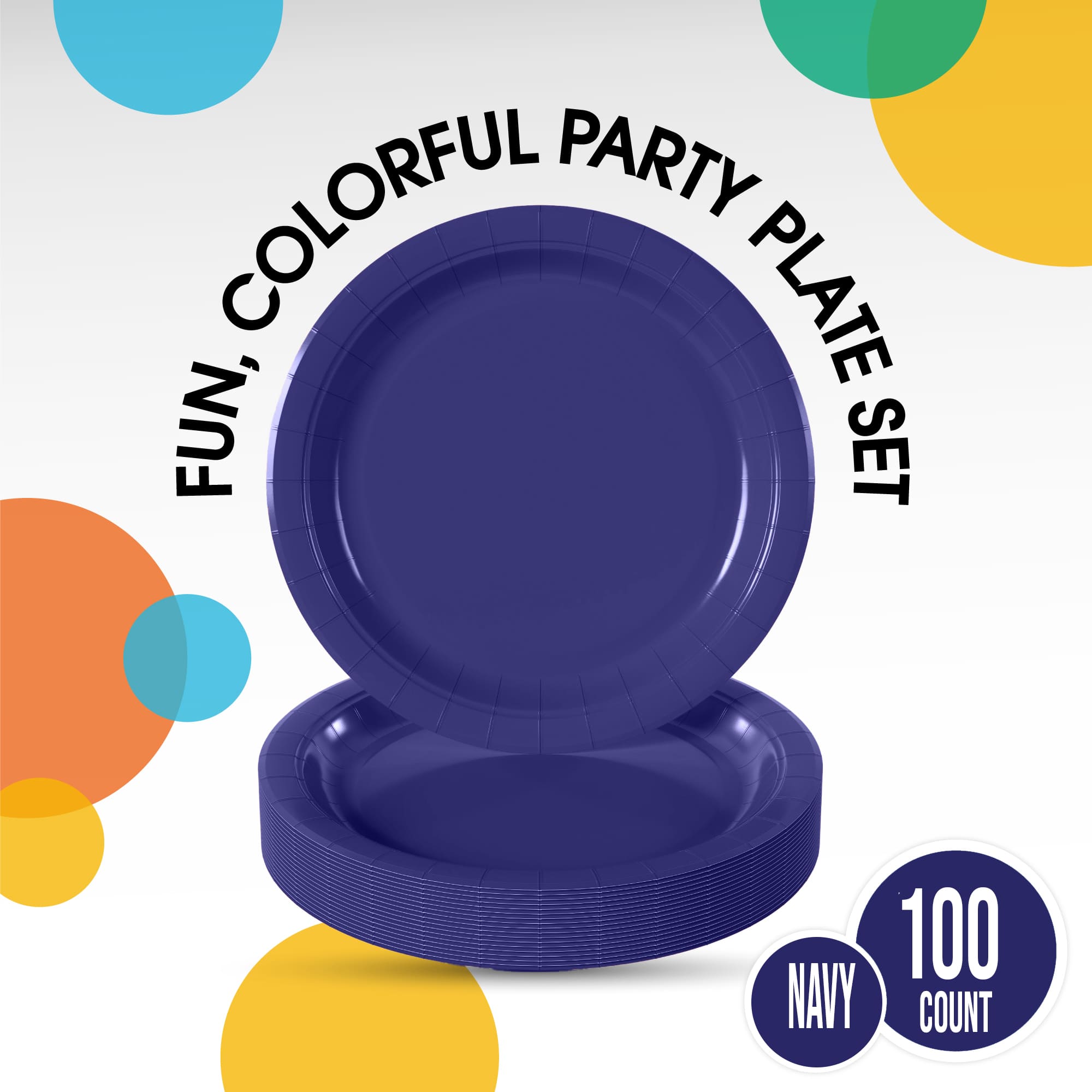 9 In. Navy Paper Plates | 100 Count