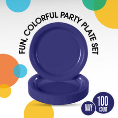 9 In. Navy Paper Plates | 100 Count