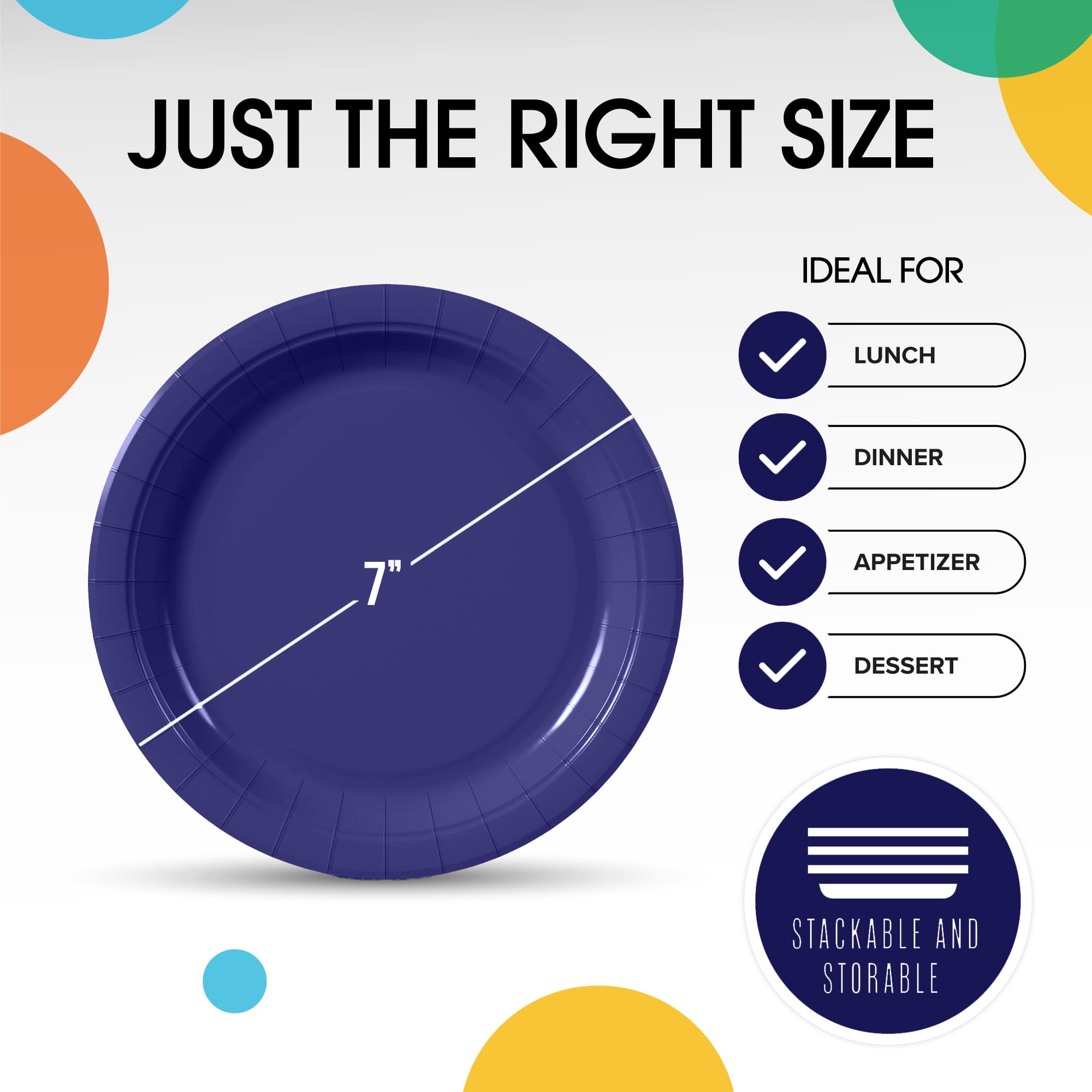 7 In. Navy Paper Plates | 100 Count