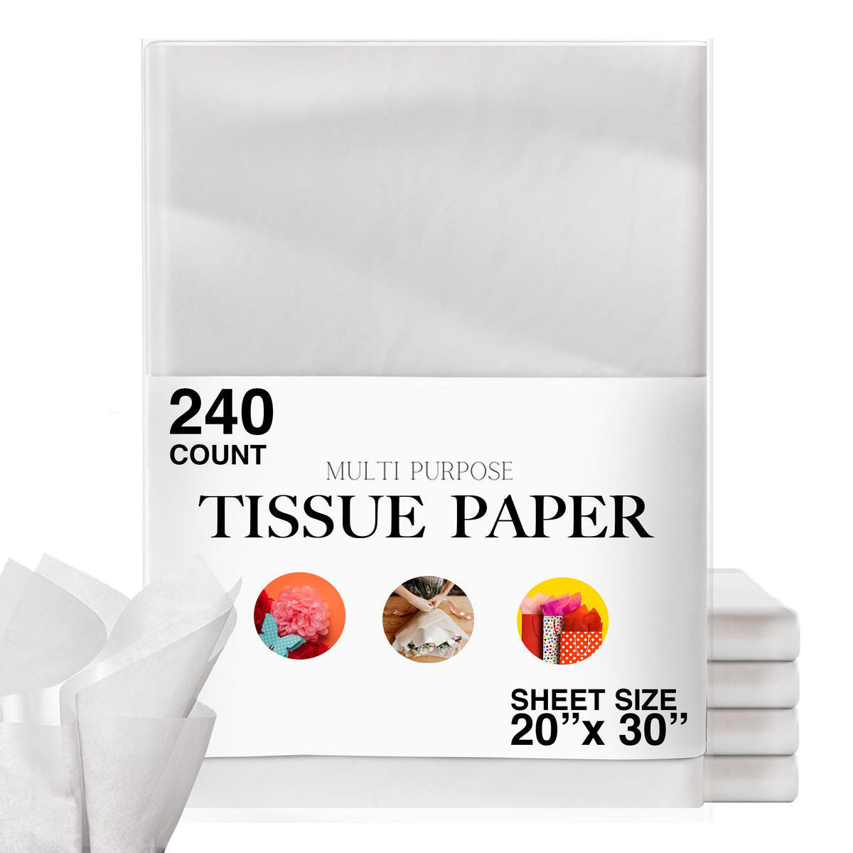 20 In. x 30 In. White Tissue Paper | 240 Sheets