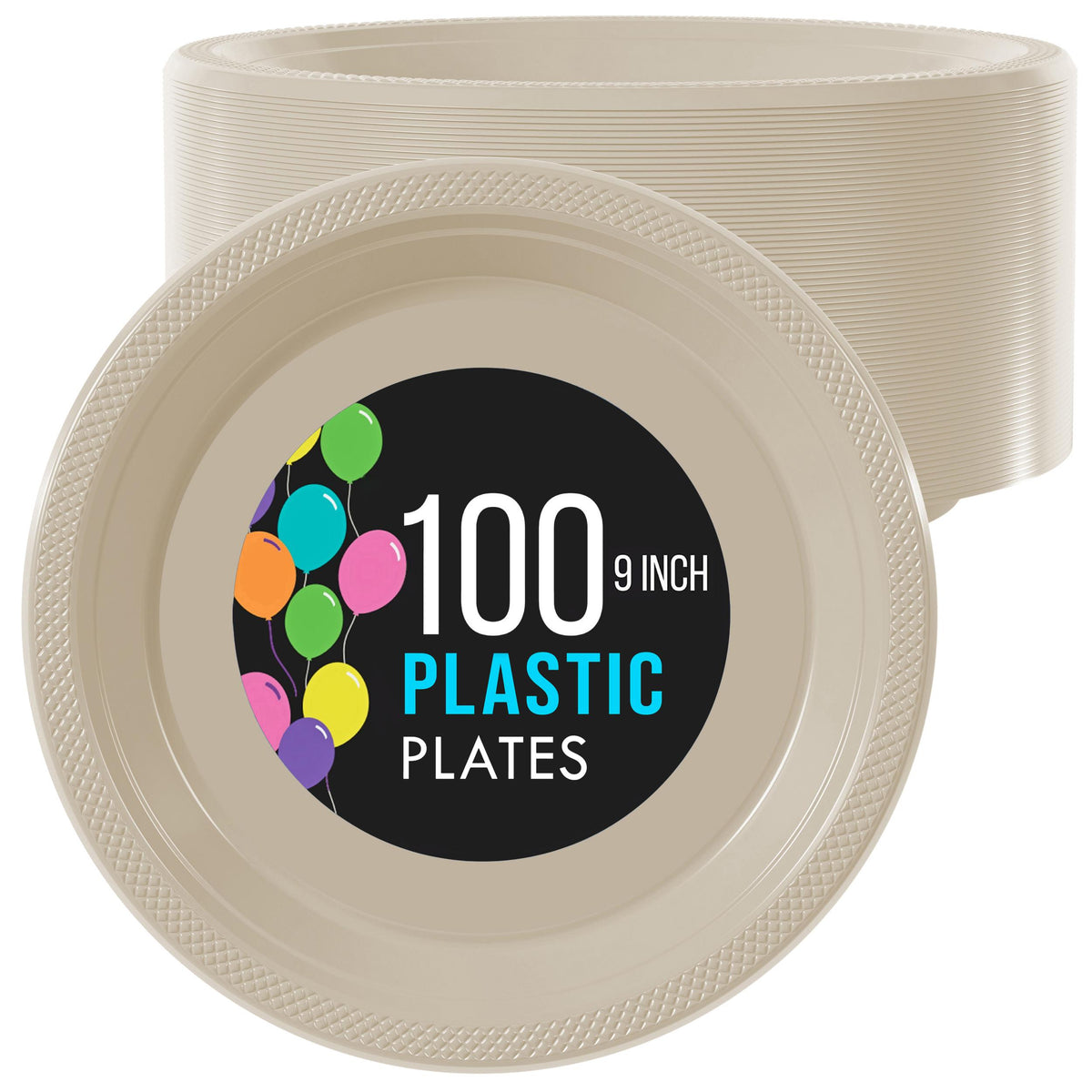 9 In. Ivory Plastic Plates | 100 Count