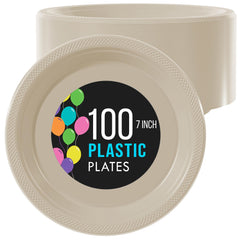 7 In. Ivory Plastic Plates | 100 Count