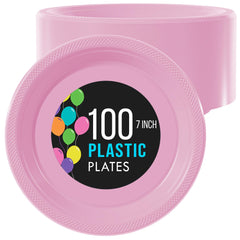 7 In. Pink Plastic Plates | 100 Count