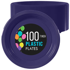 7 In. Navy Plastic Plates | 100 Count