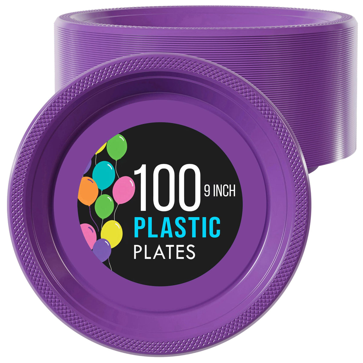 9 In. Purple Plastic Plates | 100 Count