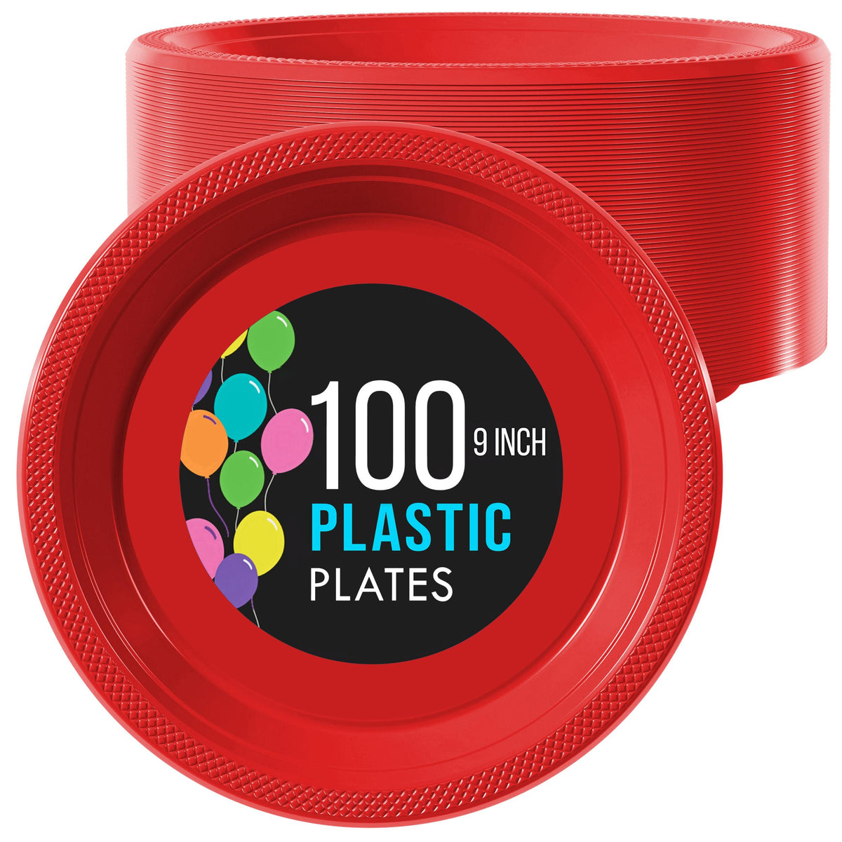 9 In. Red Plastic Plates | 100 Count