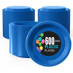 9 In. | Dark Blue Plastic Plates | 600 Count