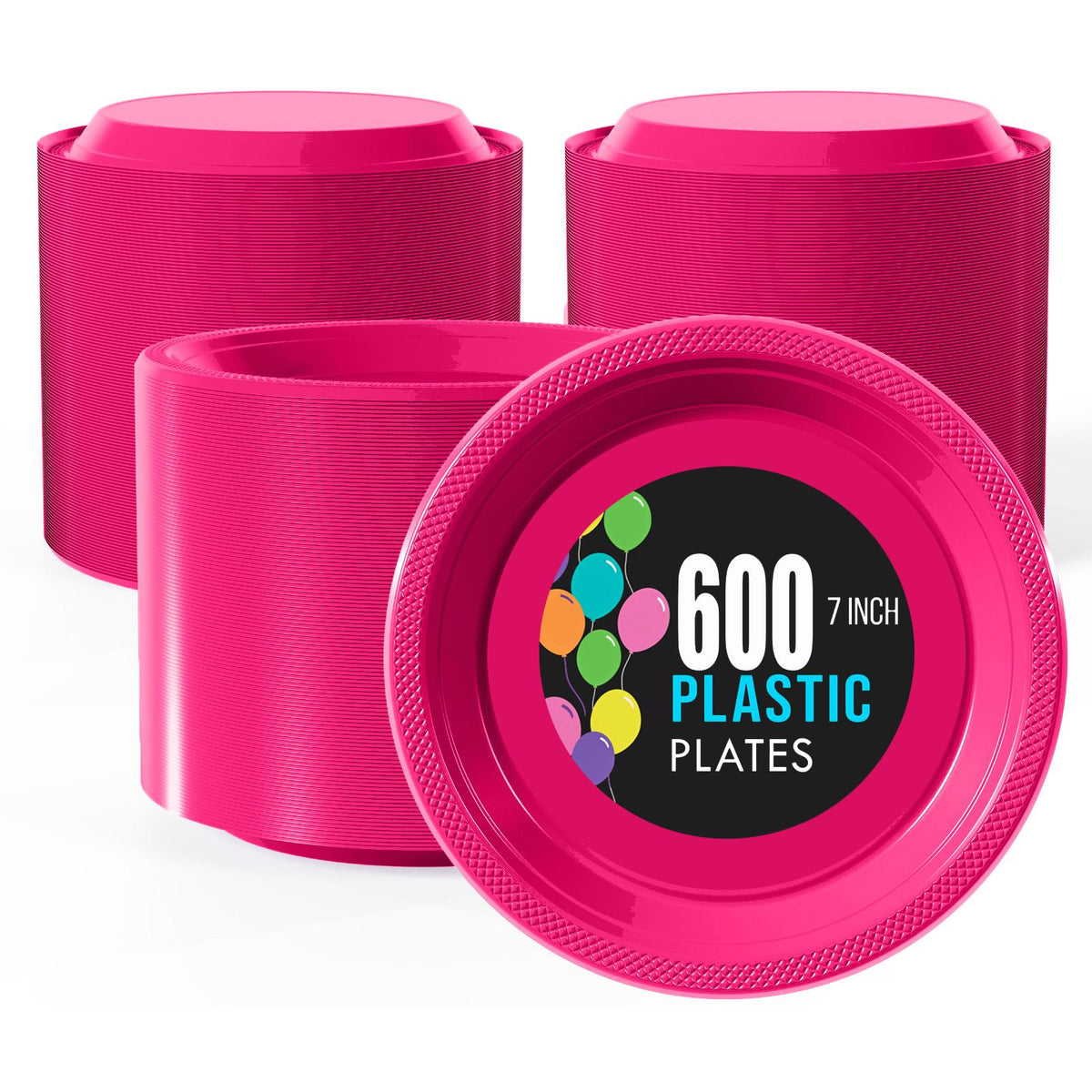 7 In. | Cerise Plastic Plates | 600 Count