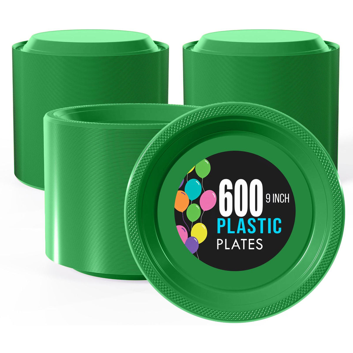 9 In. | Emerald Green Plastic Plates | 600 Count