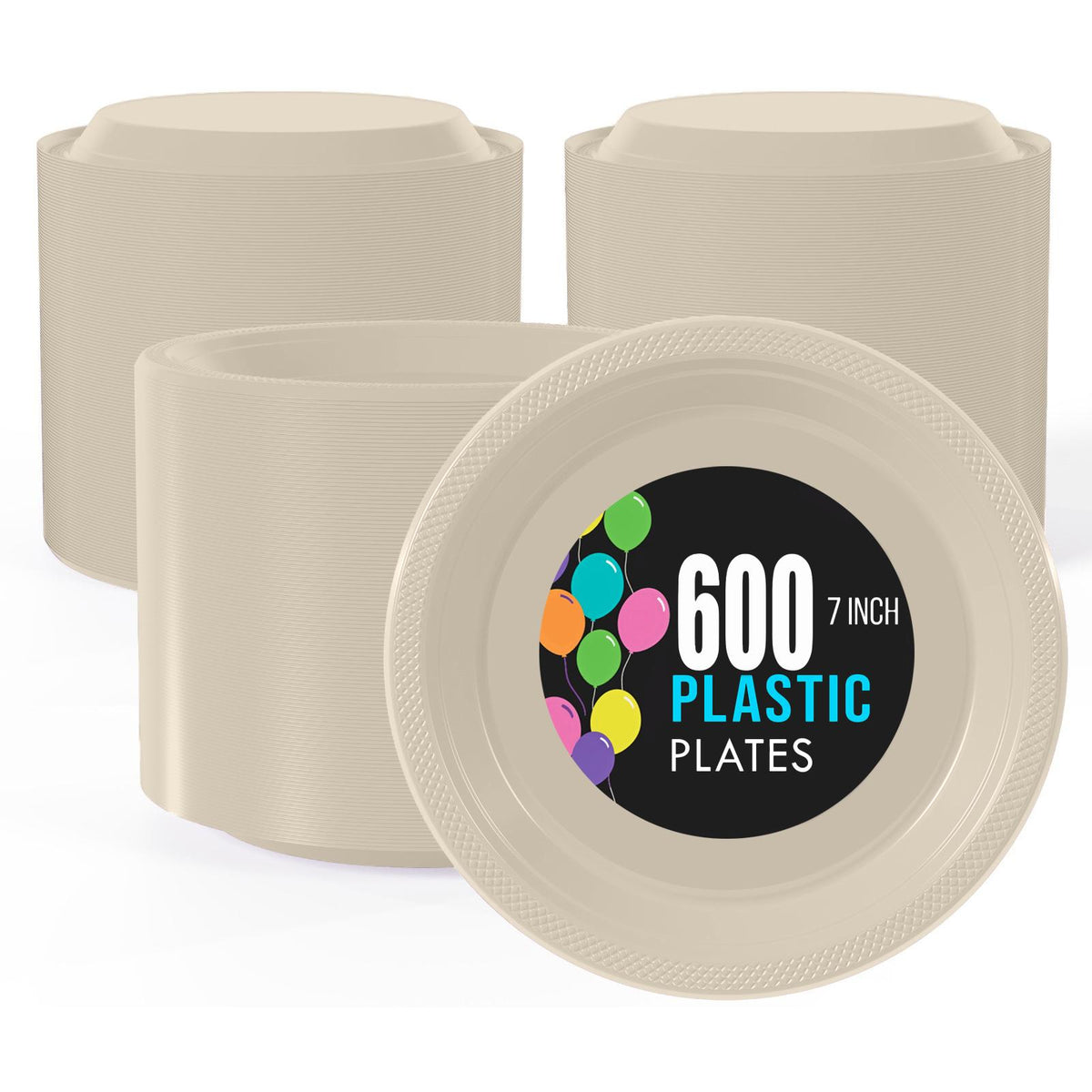 7 In. | Ivory Plastic Plates | 600 Count