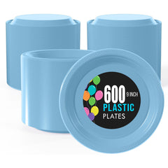 9 In. | Light Blue Plastic Plates | 600 Count