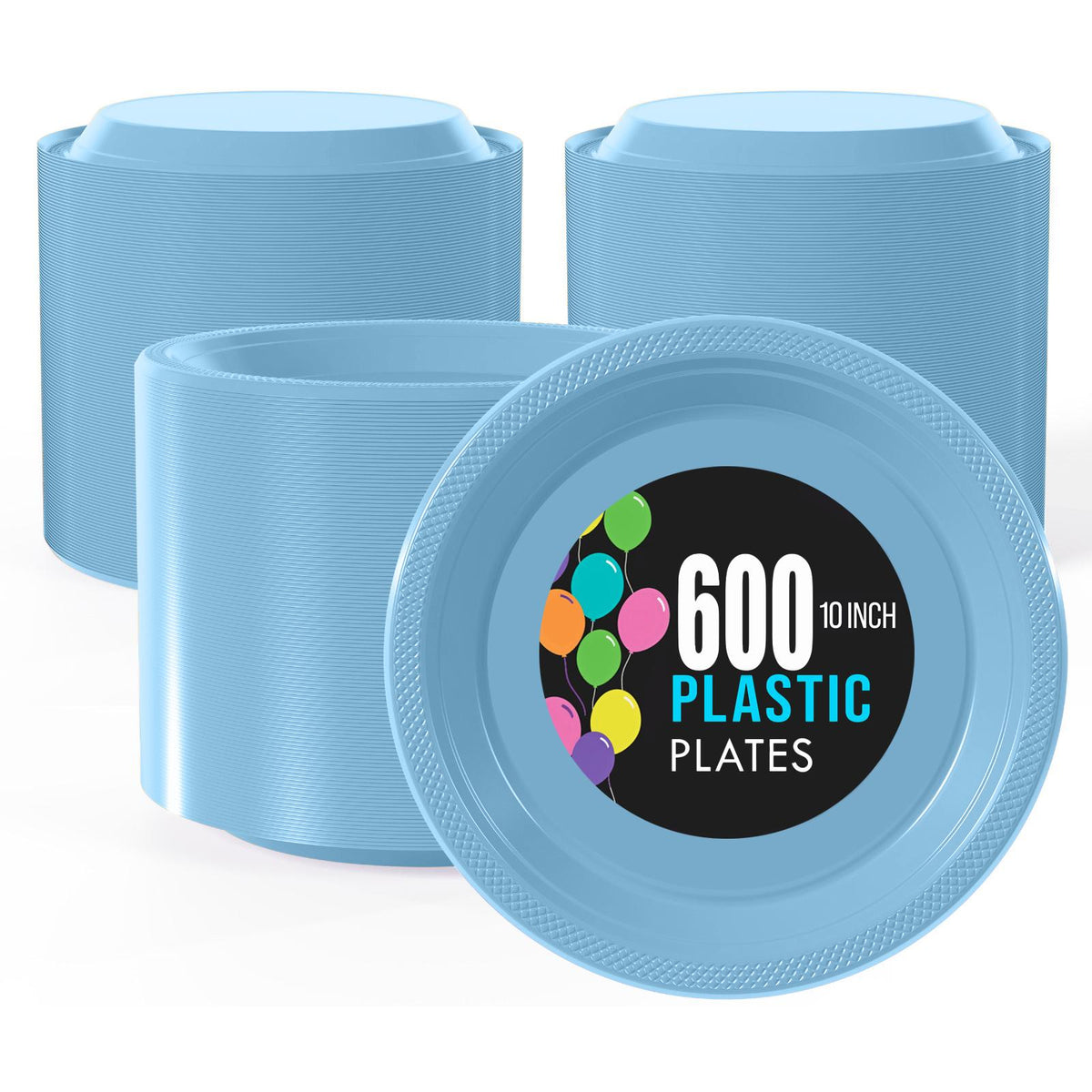 10 In. | Light Blue Plastic Plates | 600 Count