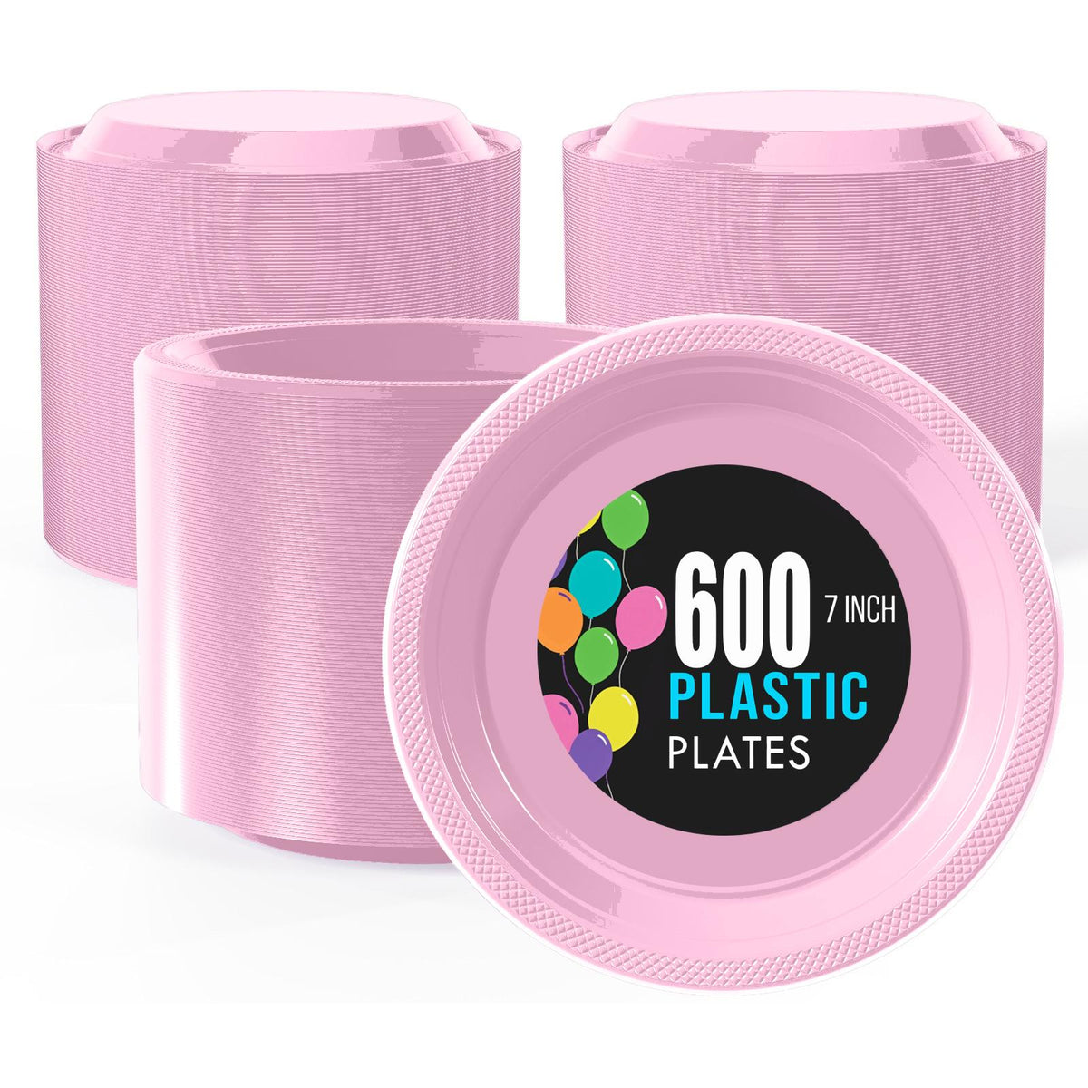 7 In. | Pink Plastic Plates | 600 Count