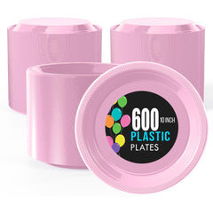 10 In. | Pink Plastic Plates | 600 Count