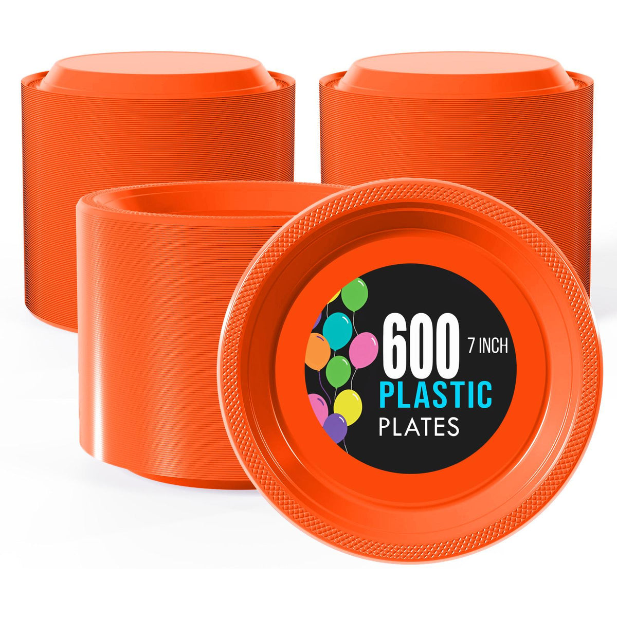 7 In. | Orange Plastic Plates | 600 Count