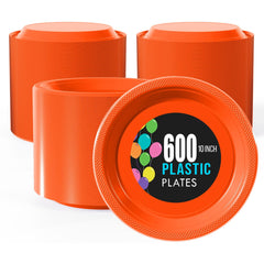 10 In. | Orange Plastic Plates | 600 Count