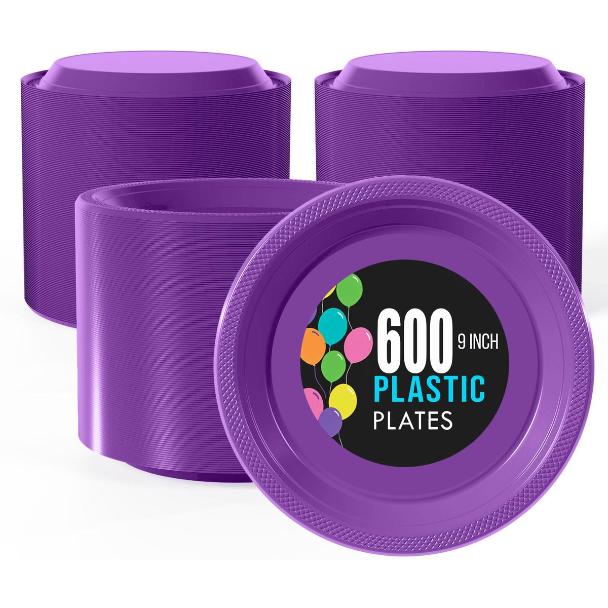 9 In. | Purple Plastic Plates | 600 Count