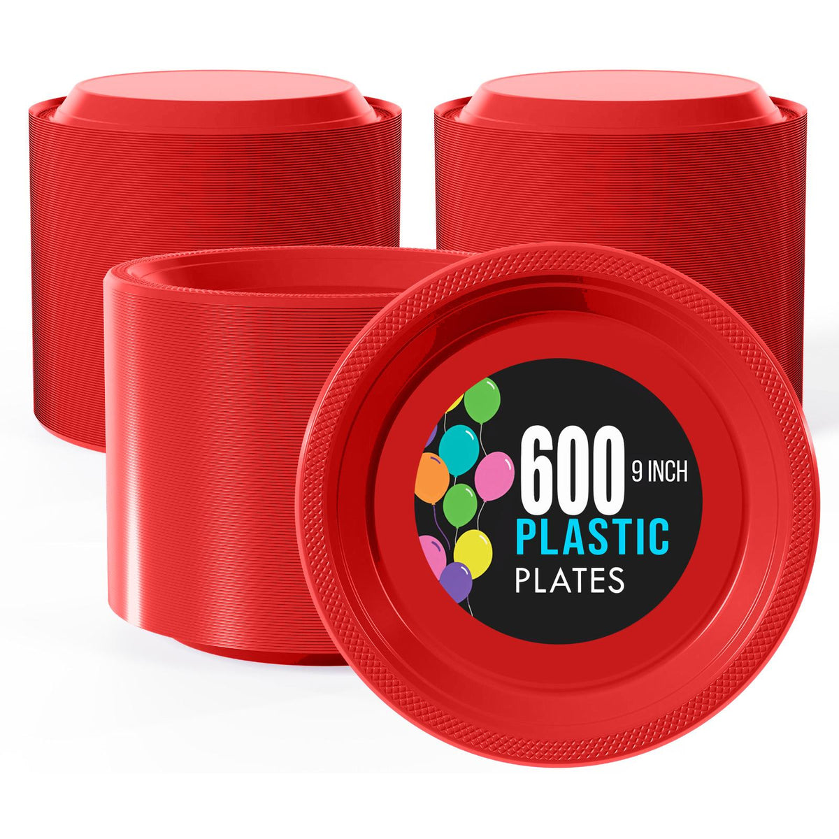 9 In. | Red Plastic Plates | 600 Count