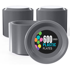 9 In. | Silver Plastic Plates | 600 Count