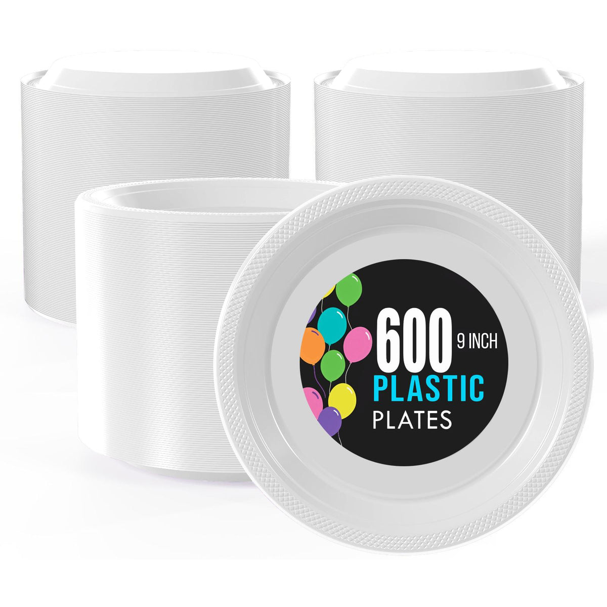 9 In. | White Plastic Plates | 600 Count