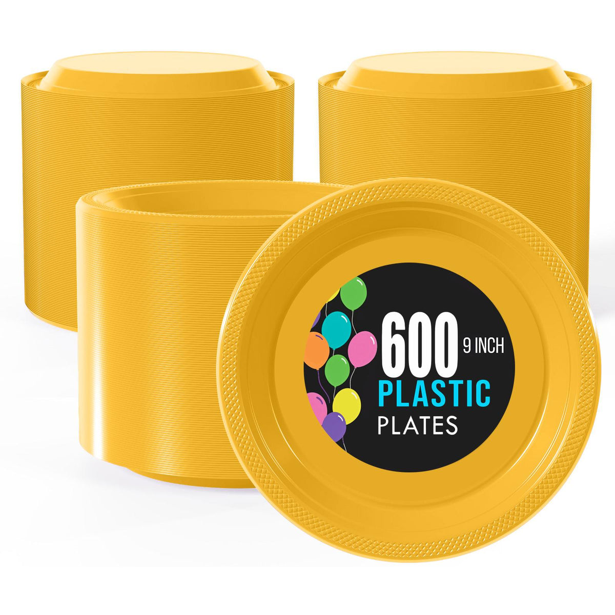 9 In. | Yellow Plastic Plates | 600 Count