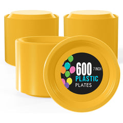 7 In. | Yellow Plastic Plates | 600 Count