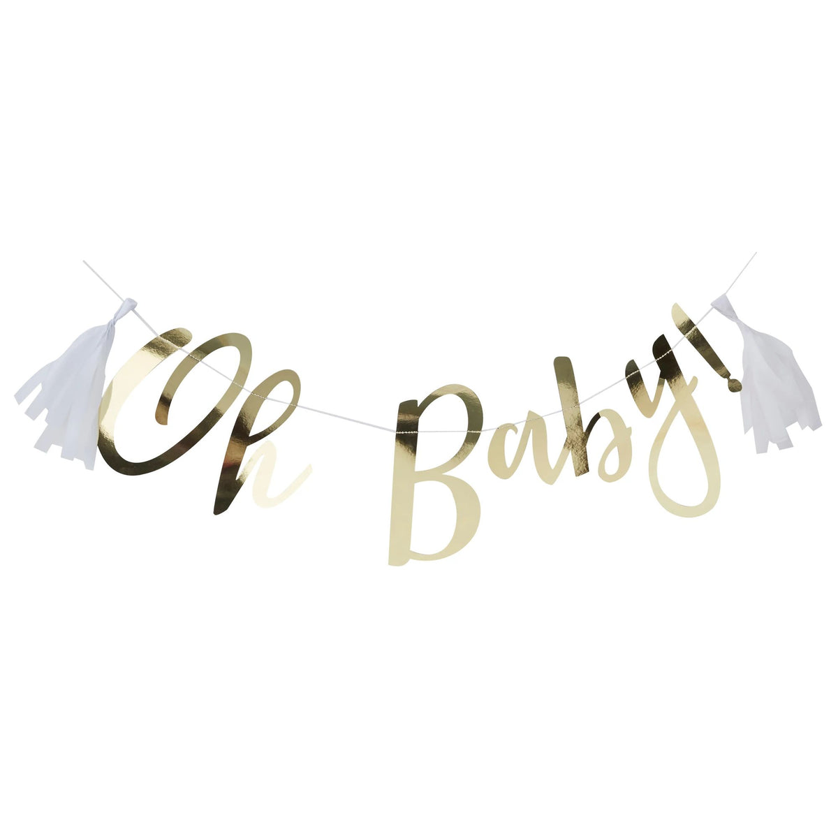 Oh Baby Gold Foil Banner with Tassels - Pack of 10