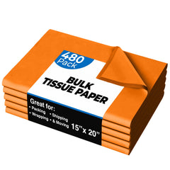 15 In. x 20 In. Orange Tissue Paper | 480 Sheets