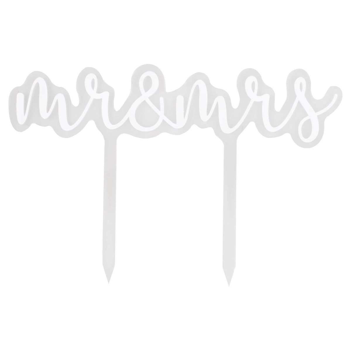 Mr. & Mrs. Acrylic Cake Topper, Silver, 7-inch - Pack of 5