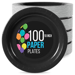 10 In. Black Paper Plates | 100 Count