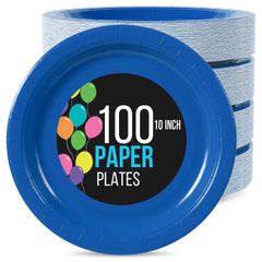 10 In. Dark Blue Paper Plates | 100 Count