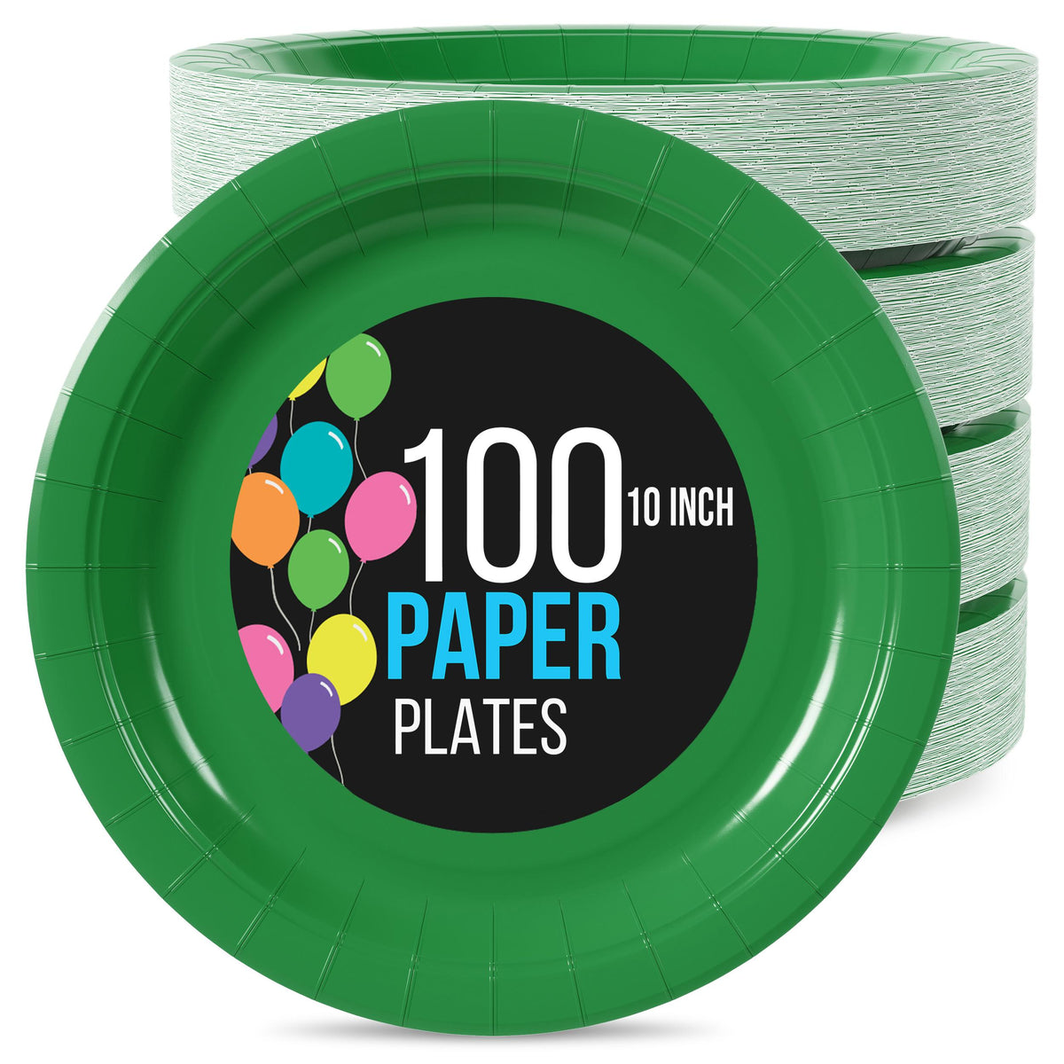 10 In. Emerald Green Paper Plates | 100 Count