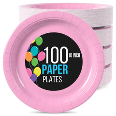 10 In. Pink Paper Plates | 100 Count