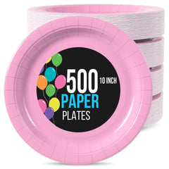 10 In. Pink Paper Plates | 500 Count