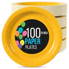 10 In. Yellow Paper Plates | 100 Count