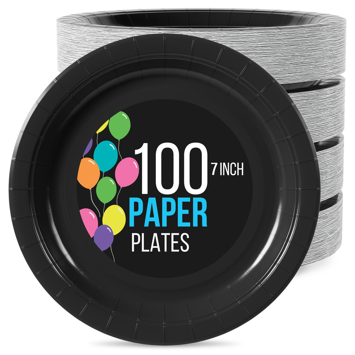 7 In. Black Paper Plates | 100 Count