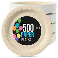 7 In. Ivory Paper Plates | 500 Count