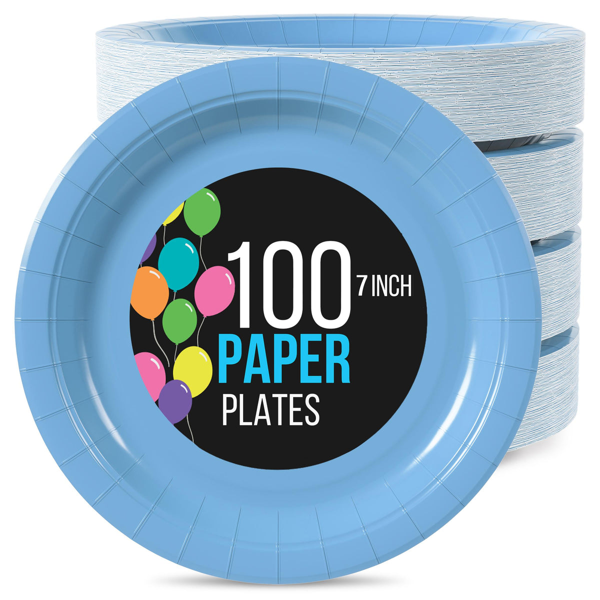 7 In. Light Blue Paper Plates | 100 Count