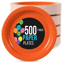 7 In. Orange Paper Plates | 500 Count