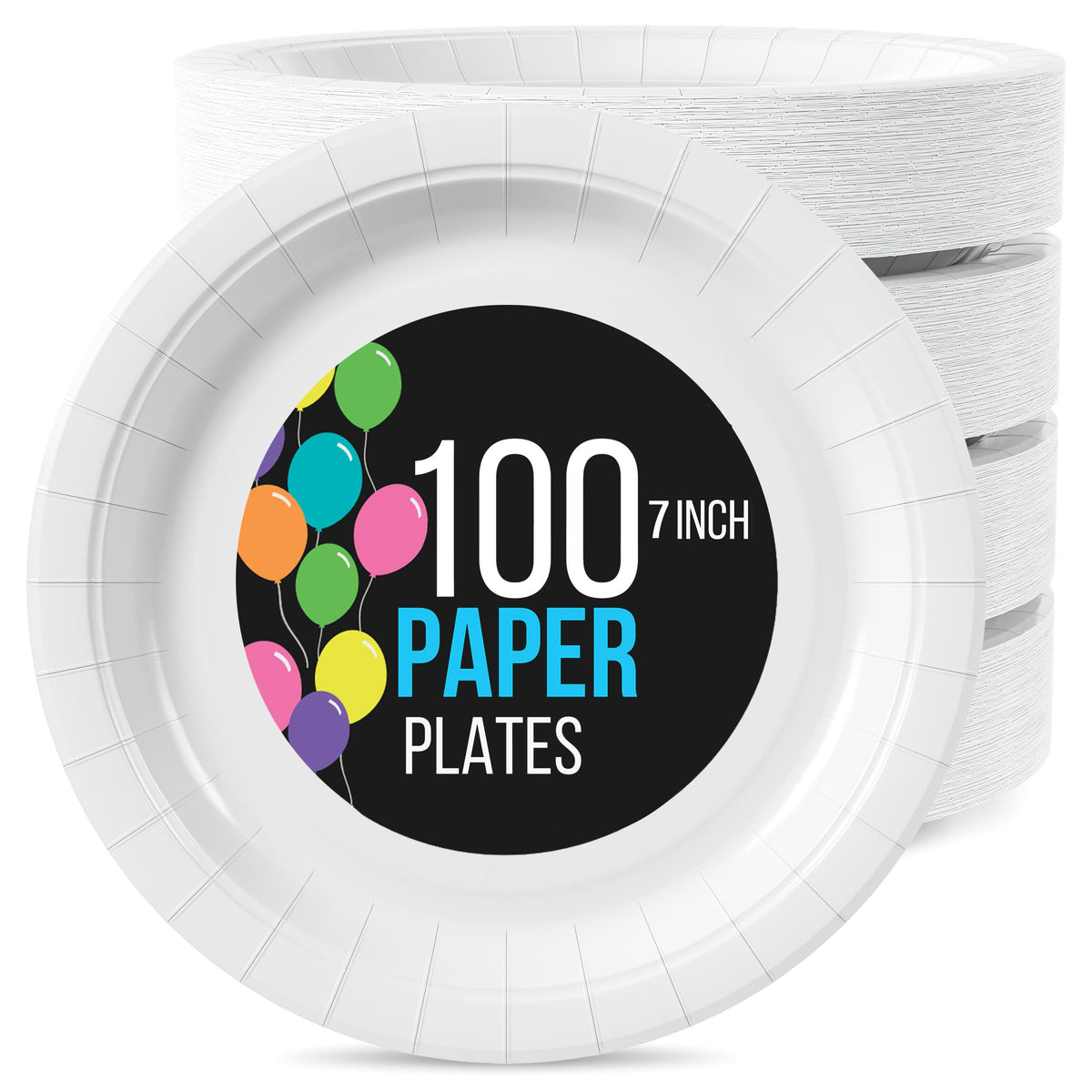 7 In. White Paper Plates | 100 Count